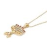 14K Gold Women's 7-Branch Menorah Pendant with Diamonds and Rubies
