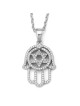 14K Gold Hamsa and Star of David Pendant with Diamonds for Women
