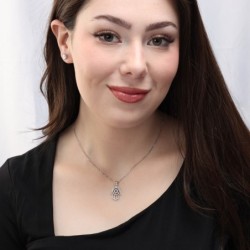 14K Gold Hamsa and Star of David Pendant with Diamonds for Women