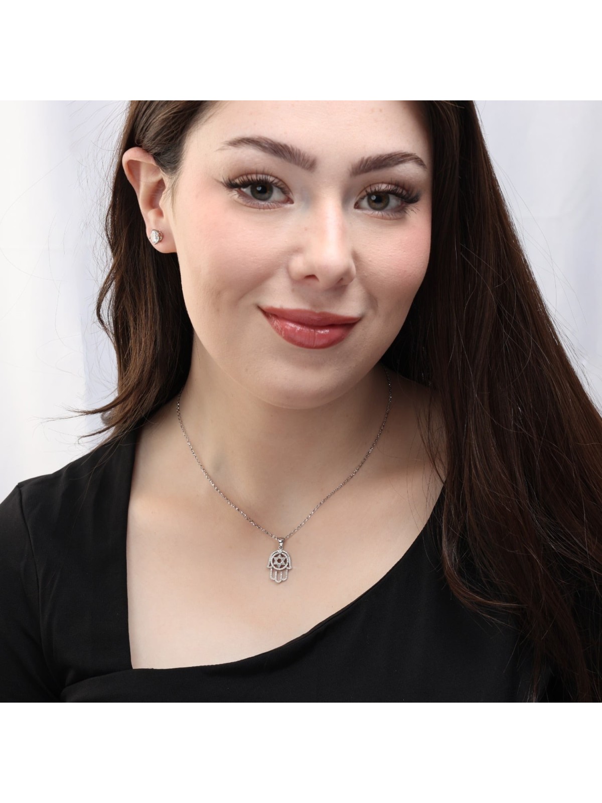 Pendentif Hamsa et étoile de David en or 14 carats avec diamants pour femme