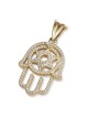 Pendentif Hamsa et étoile de David en or 14 carats avec diamants pour femme