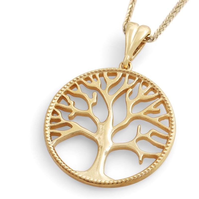 Collier pendentif arbre de vie de luxe en or 14 carats