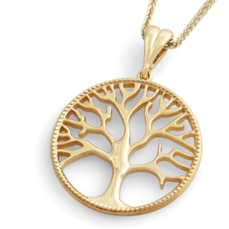 Collier pendentif arbre de vie de luxe en or 14 carats