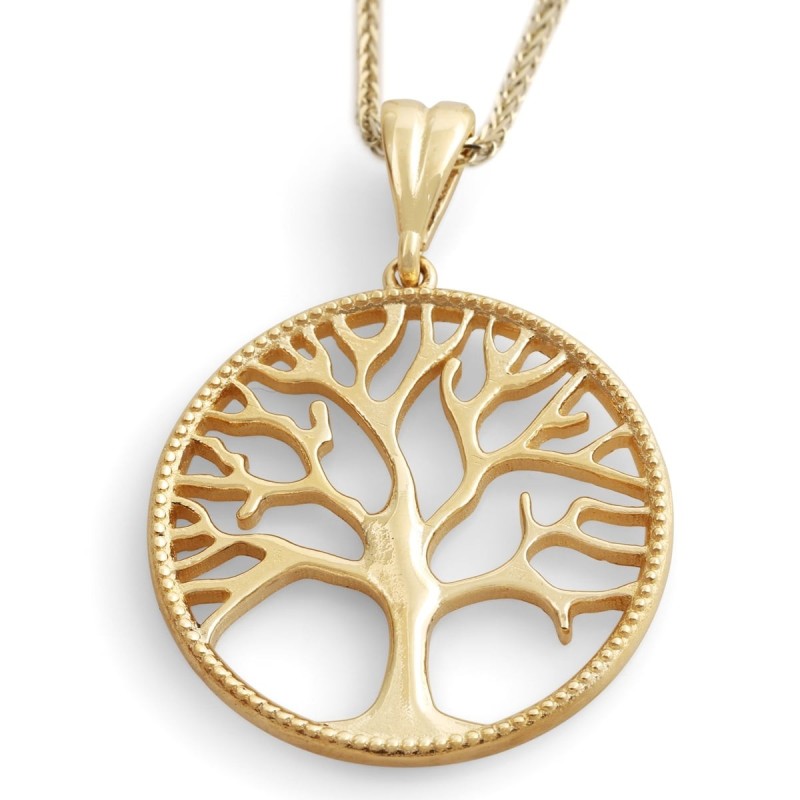Collier pendentif arbre de vie de luxe en or 14 carats