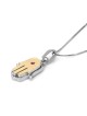 14K Gold Women's Two-Tone Double Hamsa Pendant with Ruby