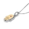 14K Gold Women's Two-Tone Double Hamsa Pendant with Ruby