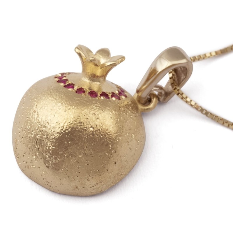 Pendentif grenade en or jaune 14 carats orné de rubis tridimensionnel