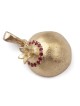 Three-Dimensional Ruby Stone-Accented 14K Yellow Gold Pomegranate Pend