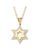 Collier pendentif étoile de David en or 14 carats pour femme avec diamants blancs