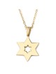 14K Gold Star of David Necklace Pendant for Women with White Diamonds