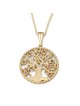 Deluxe 14K Yellow Gold Tree of Life Pendant Necklace With Colorful Hos