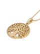 Collier pendentif arbre de vie de luxe en or jaune 14 carats avec hos colorés