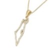 14K Gold Women's Map of Israel Pendant Lined with Diamonds - Color Opt