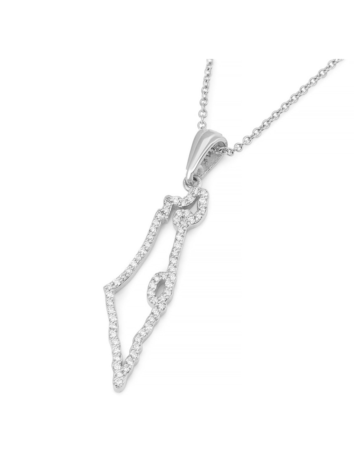 Pendentif carte d'Israël en or 14 carats pour femme doublé de diamants - Couleur opt