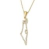 14K Gold Women's Map of Israel Pendant Lined with Diamonds - Color Opt