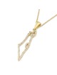 Pendentif carte d'Israël en or 14 carats pour femme doublé de diamants - Couleur opt