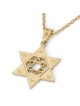 Pendentif unisexe Chai et étoile de David en or 14 carats