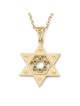 Pendentif unisexe Chai et étoile de David en or 14 carats