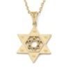 14K Gold Unisex Chai and Star of David Pendant