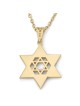 Pendentif unisexe Chai et étoile de David en or 14 carats