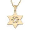 14K Gold Unisex Chai and Star of David Pendant