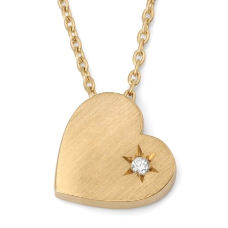 Collier cœur en or 14 carats avec diamant unique