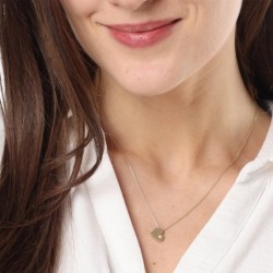 14K Gold Heart Necklace with Single Diamond