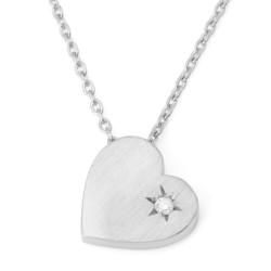 14K Gold Heart Necklace with Single Diamond