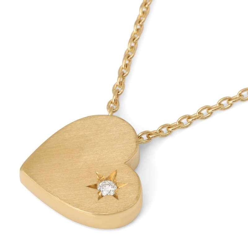 Collier cœur en or 14 carats avec diamant unique