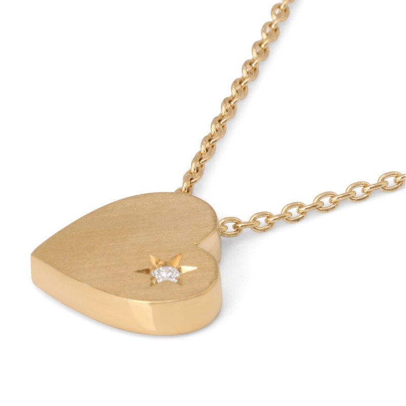 Collier cœur en or 14 carats avec diamant unique