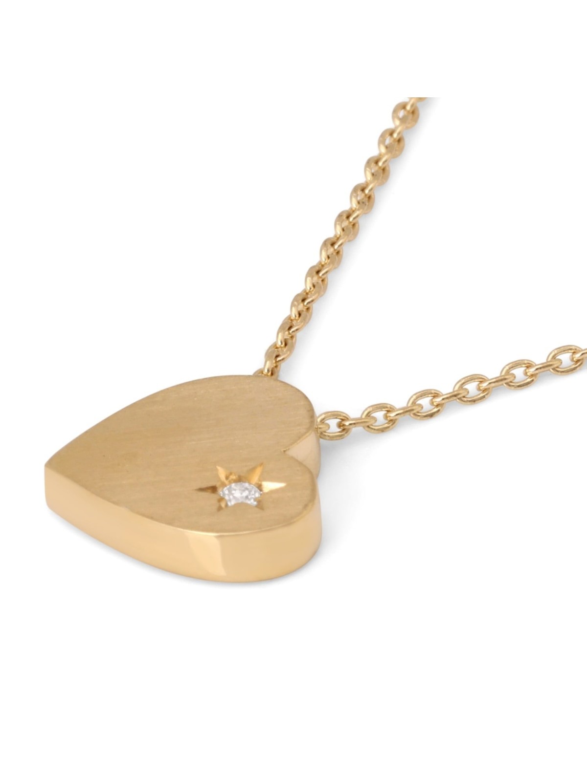 Collier cœur en or 14 carats avec diamant unique