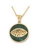 14K Gold Round Shema Yisrael Pendant with Eilat Stone and Evil Eye