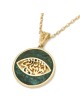14K Gold Round Shema Yisrael Pendant with Eilat Stone and Evil Eye