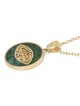 Pendentif Shema Yisrael rond en or 14 carats avec pierre d’Eilat et mauvais œil
