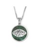 14K Gold Round Shema Yisrael Pendant with Eilat Stone and Evil Eye