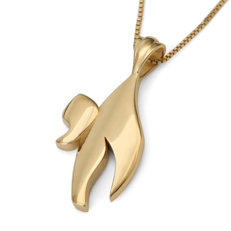 Collier à pendentif Chai élégant en or 14 carats