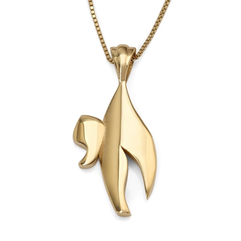 Collier à pendentif Chai élégant en or 14 carats
