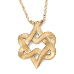 Miniature 14K Gold Heart Shaped Star of David Necklace - Yellow or Whi
