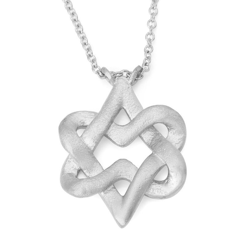 Miniature 14K Gold Heart Shaped Star of David Necklace - Yellow or Whi