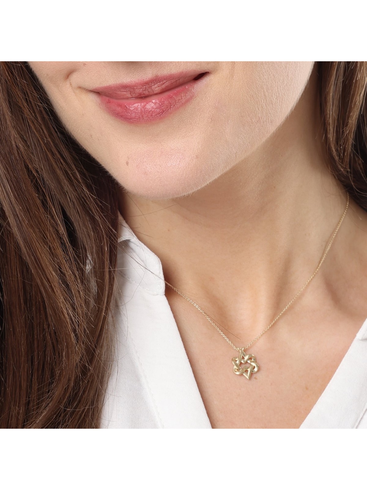 Miniature 14K Gold Heart Shaped Star of David Necklace - Yellow or Whi