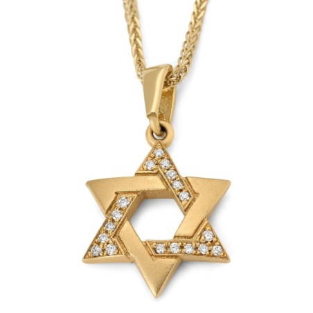 Pendentif étoile de David en or massif 14 carats avec diamants - Option couleur
