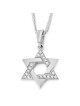 14K Gold Solid Star of David Pendant with Diamonds - Color Option
