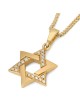 14K Gold Solid Star of David Pendant with Diamonds - Color Option