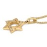 14K Gold Solid Star of David Pendant with Diamonds - Color Option