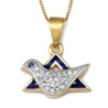 14K Gold Diamond Dove Star of David Pendant Necklace for Women
