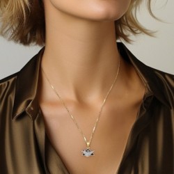 14K Gold Diamond Dove Star of David Pendant Necklace for Women