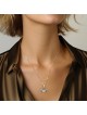 Collier avec pendentif colombe et étoile de David en or 14 carats et diamants pour femme