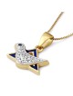 Collier avec pendentif colombe et étoile de David en or 14 carats et diamants pour femme