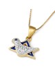 14K Gold Diamond Dove Star of David Pendant Necklace for Women