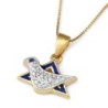 14K Gold Diamond Dove Star of David Pendant Necklace for Women